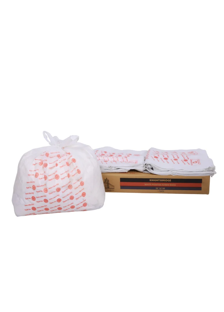 Jumbo White Printed Carrier Bags