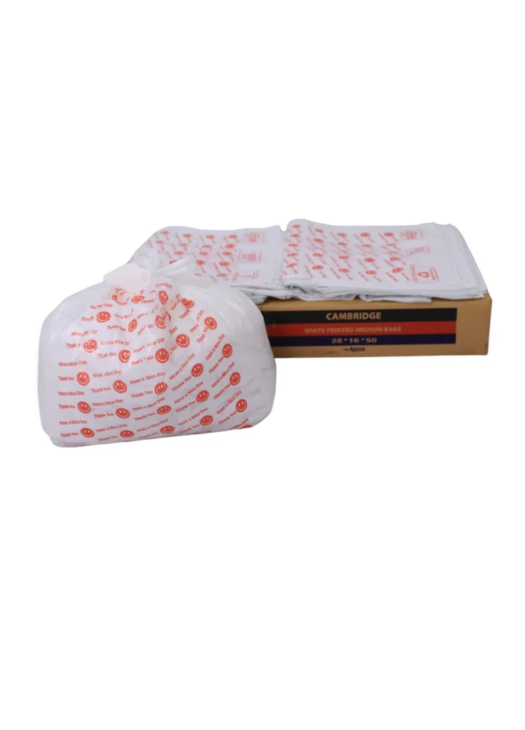 Medium White Printed Carrier Bag